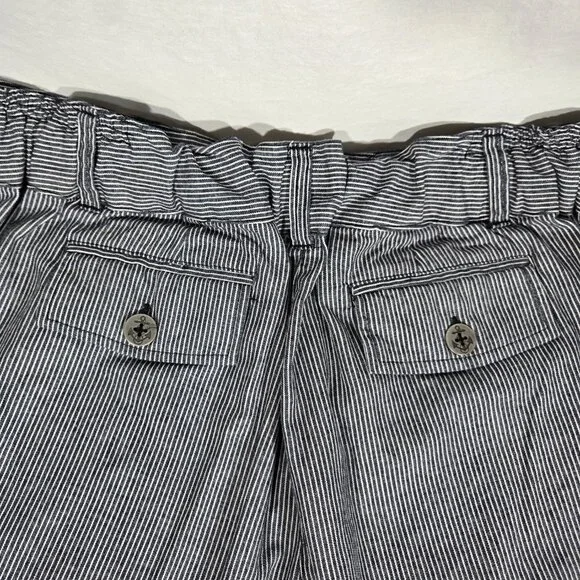 VINTAGE Striped Elastic Waist Drawstring Cargo BERMUDA Shorts Women's Size L/XL. - Picture 8 of 17